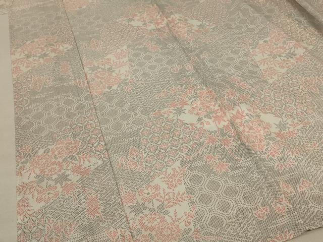 平和屋着物*夏物 小紋 紗 切嵌花文 洗える着物 AAAZ8551jd