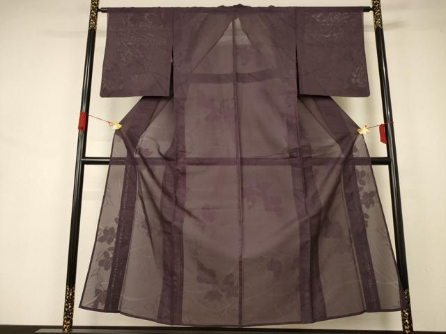 平和屋着物*夏物 色無地 絽 黒鳶色 正絹 逸品 AAAZ8568jd