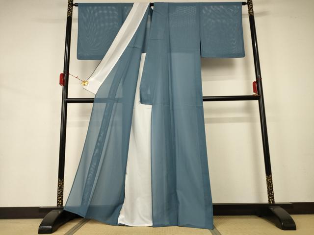 平和屋着物*夏物 色無地 絽 錆御納戸色 洗える着物 AAAZ8598jd