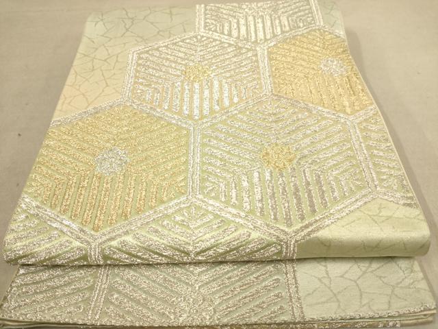 平和屋着物◎六通柄袋帯 亀甲花文 金銀糸 正絹 逸品 AAAZ8679dt
