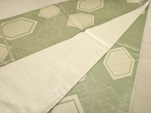 平和屋着物◎佐賀錦 全通柄袋帯 亀甲文 銀糸 正絹 逸品 AAAZ8689dt