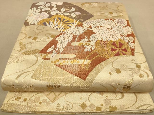 平和屋着物◎九百佐賀錦 六通柄袋帯 光悦 唐織 花車文 金糸 正絹 逸品 AAAZ8708dt