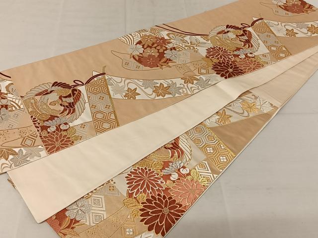 平和屋着物◎六通柄袋帯 唐織 鳳凰花文 金糸 正絹 逸品 AAAZ8816mw