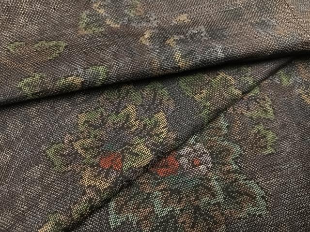 平和屋着物●本場大島紬 カタス9マルキ 草花文 正絹 逸品 AAAZ8852ph