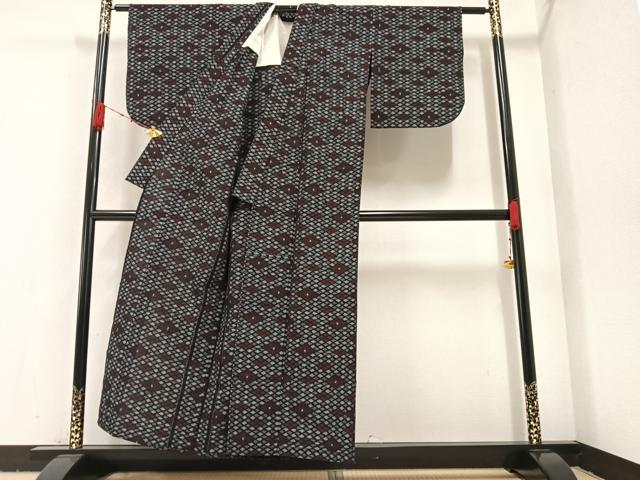 平和屋着物●久留米絣 単衣 菱文 綿 逸品 AAAZ8872ph