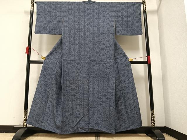 平和屋着物●結城紬 100亀甲 麻の葉文様 正絹 逸品 AAAZ8877ph