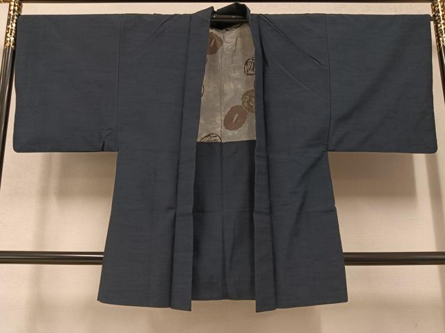 平和屋着物●男性 紬 アンサンブル 色無地 褐返し色 正絹 逸品 AAAZ8902ph