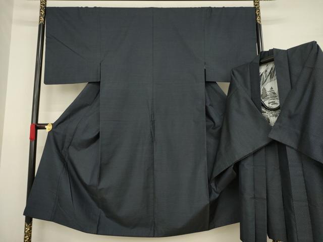 平和屋着物●男性 紬 アンサンブル 亀甲絣 正絹 逸品 AAAZ8941ck
