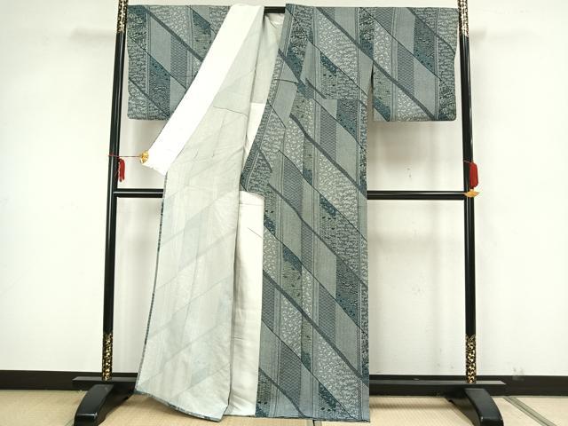 平和屋着物▽江戸小紋 単衣 切嵌文 正絹 逸品 AAAZ9010fy