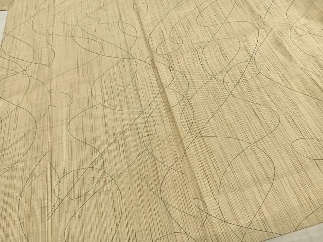 平和屋着物▽染織の名門 しょうざん 生紬 単衣 抽象文様 さが美扱い 証紙付き 正絹 逸品 AAAZ9016fy