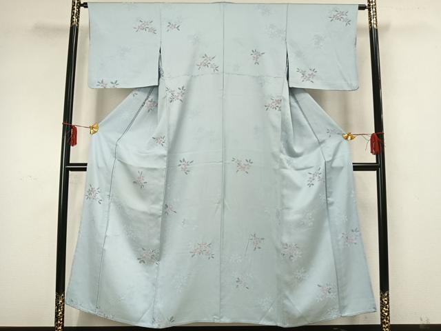 平和屋着物▽上質な小紋 単衣 草花文 正絹 逸品 AAAZ9026fy