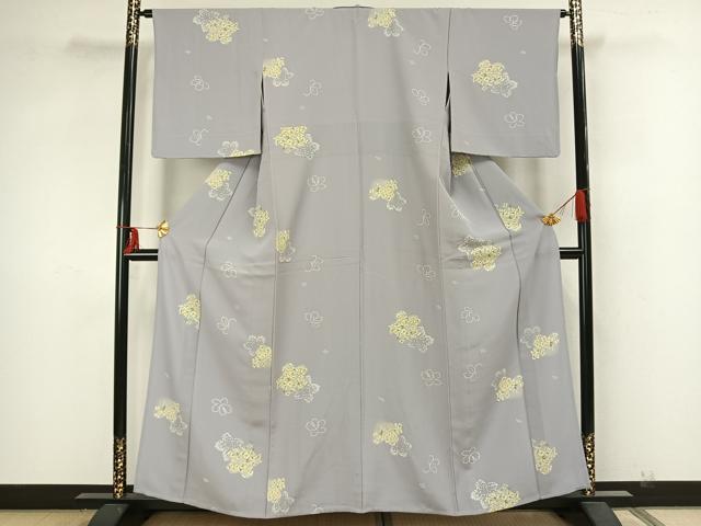 平和屋着物▽上質な小紋 単衣 舞花文 正絹 逸品 AAAZ9044fy