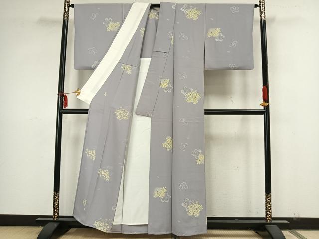 平和屋着物▽上質な小紋 単衣 舞花文 正絹 逸品 AAAZ9044fy
