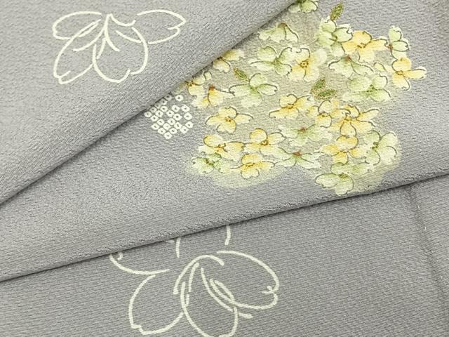 平和屋着物▽上質な小紋 単衣 舞花文 正絹 逸品 AAAZ9044fy