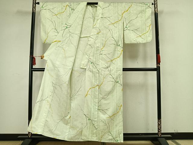 平和屋着物▽小紋 単衣 枝花文 洗える着物 AAAZ9047fy
