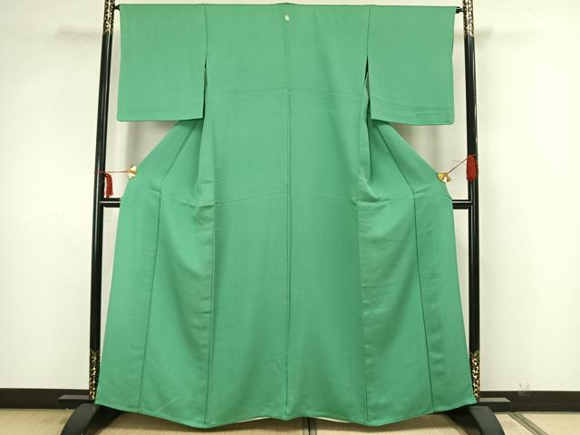 平和屋着物▽上質な色無地 単衣 浅緑色 正絹 逸品 AAAZ9053fy