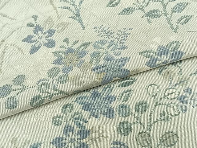 平和屋着物▽訪問着 お召地 単衣 作家物 草花文 正絹 逸品 AAAZ9072fy