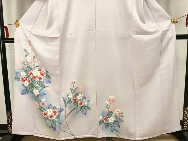 平和屋着物▽訪問着 単衣 手描き 草花文 暈し染め 正絹 逸品 AAAZ9075fy