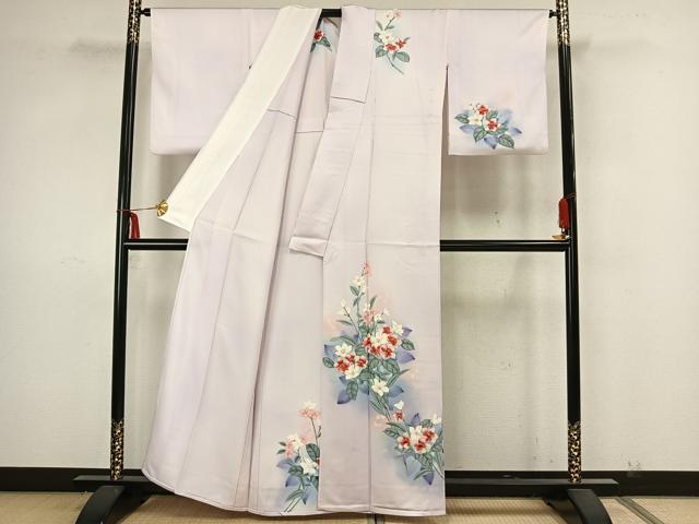 平和屋着物▽訪問着 単衣 手描き 草花文 暈し染め 正絹 逸品 AAAZ9075fy