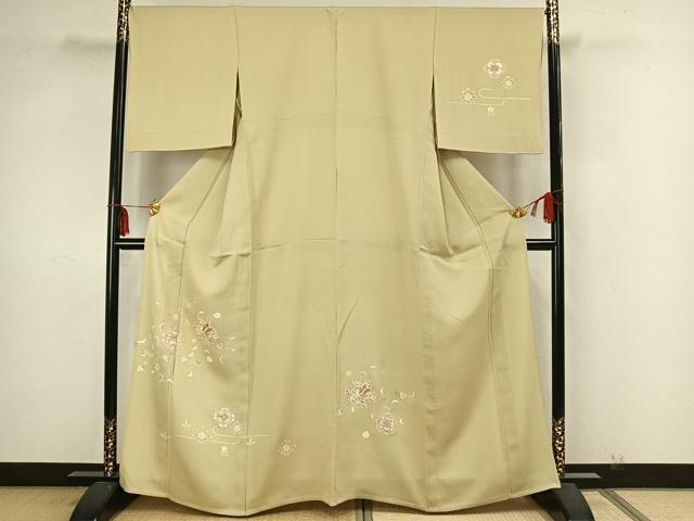 平和屋着物▽訪問着 単衣 吉祥花鳥文 金彩 正絹 逸品 AAAZ9080fy