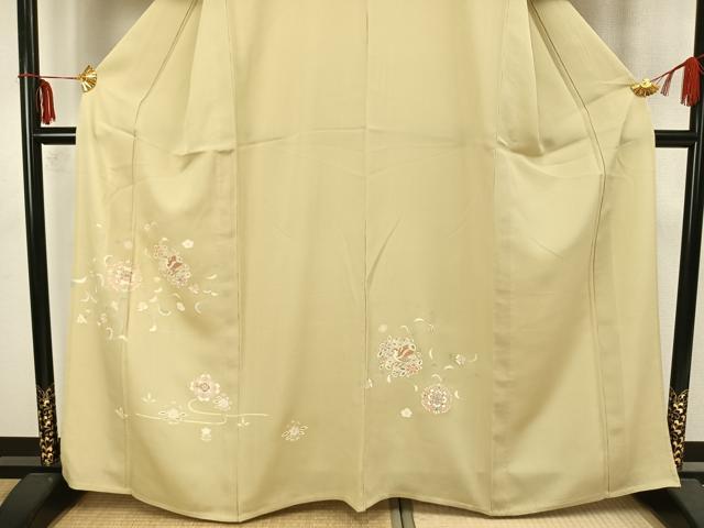 平和屋着物▽訪問着 単衣 吉祥花鳥文 金彩 正絹 逸品 AAAZ9080fy