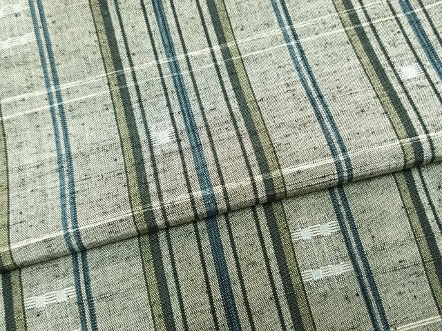 平和屋着物▽上質な紬 単衣 縞 正絹 逸品 AAAZ9082fy