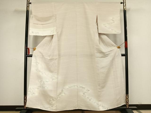 平和屋着物▽京都染匠名門 染の川勝謹製 訪問着 単衣 流水舞桜文 反端付き 正絹 逸品 AAAZ9083fy