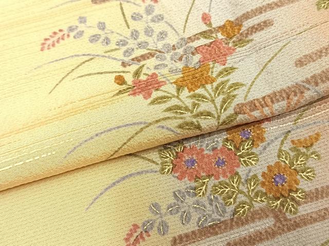 平和屋着物▽上質な小紋 単衣 扇面草花文 やまと誂製 正絹 逸品 未使用 AAAZ9085fy
