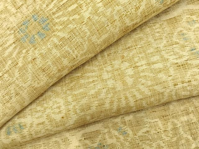 平和屋着物▽上質な紬 単衣 花唐草文 正絹 逸品 AAAZ9086fy