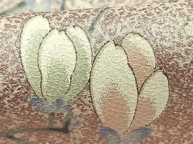 平和屋着物▽上質な小紋 単衣 枝花文 正絹 逸品 AAAZ9098fy
