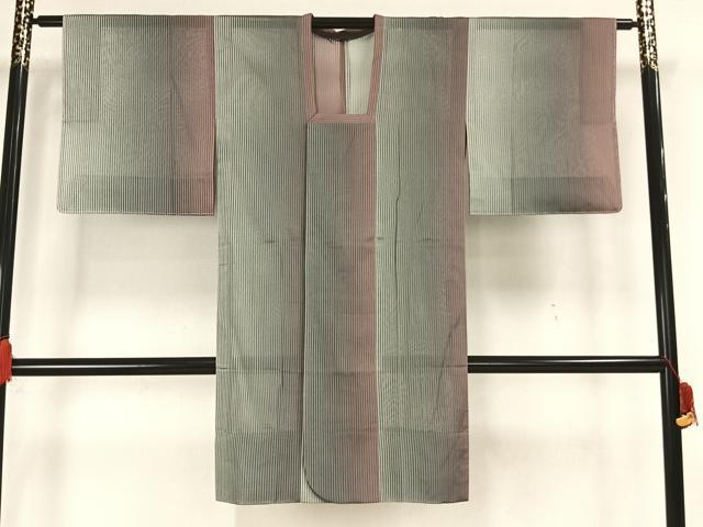 平和屋着物▽道行コート スリーシーズン 春夏秋 塵除け 縞 ロング丈 正絹 逸品 未使用 AAAZ9103fy
