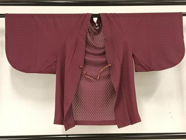 平和屋着物▽羽織 スリーシーズン 春夏秋 塵除け 抽象地紋 浅蘇芳色 正絹 逸品 AAAZ9107fy