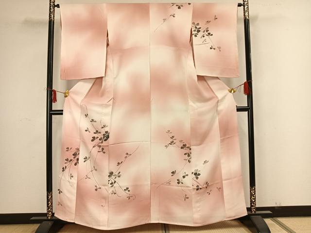 平和屋着物▽訪問着 単衣 手描き 蔦の葉文 正絹 逸品 AAAZ9123fy