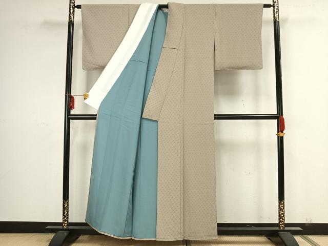 平和屋着物▽上質な小紋 単衣 幾何学花文 正絹 逸品 未使用 AAAZ9124fy