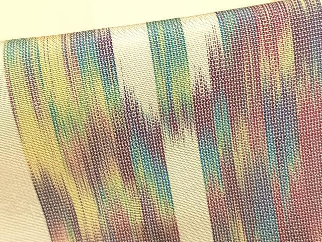平和屋着物▽お召 単衣 矢羽文 正絹 逸品 AAAZ9132fy