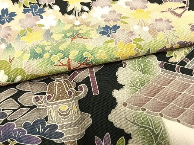 平和屋着物▽豪華黒留袖 単衣 友禅 作家物 風景枝花文 黒地 正絹 逸品 AAAZ9141fy