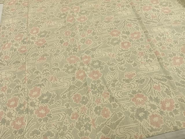平和屋着物▽本塩沢 単衣 草花文 正絹 逸品 AAAZ9144fy