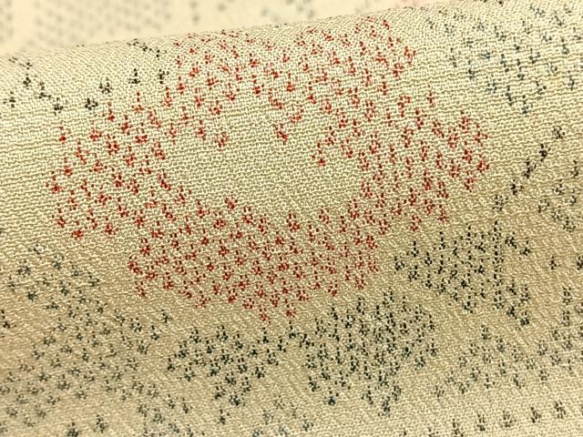 平和屋着物▽本塩沢 単衣 草花文 正絹 逸品 AAAZ9144fy