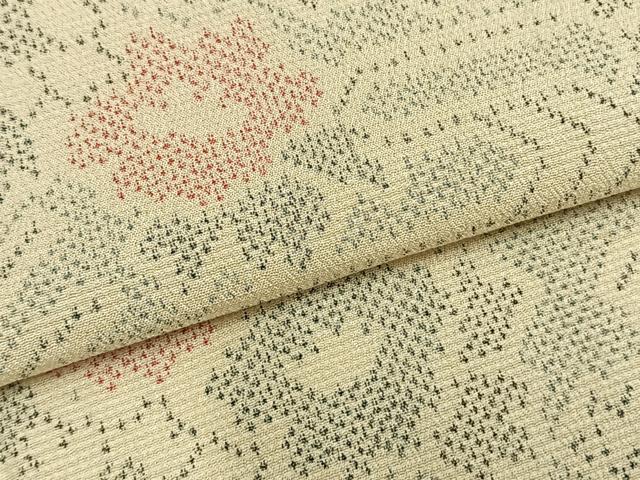 平和屋着物▽本塩沢 単衣 草花文 正絹 逸品 AAAZ9144fy