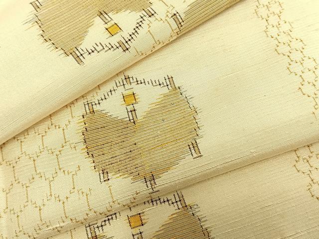 平和屋着物▽上質な紬 単衣 糸巻文 正絹 逸品 未使用 AAAZ9153fy