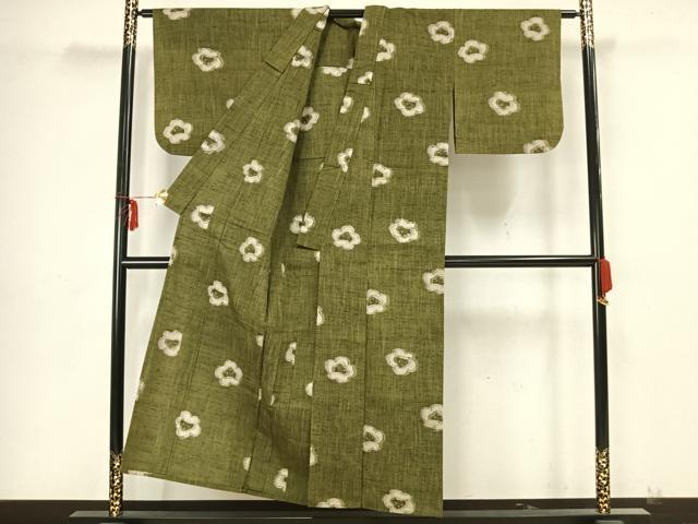 平和屋着物▽上質な紬 単衣 80亀甲 舞花文 正絹 逸品 AAAZ9167fy