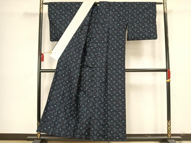 平和屋着物▽上質な紬 単衣 琉球絣 正絹 逸品 AAAZ9186fy