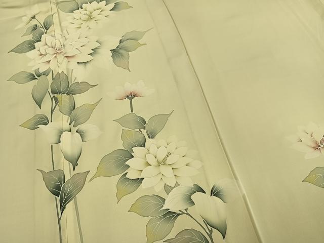 平和屋着物▽訪問着 単衣 刺繍 草花文 正絹 逸品 AAAZ9200fy