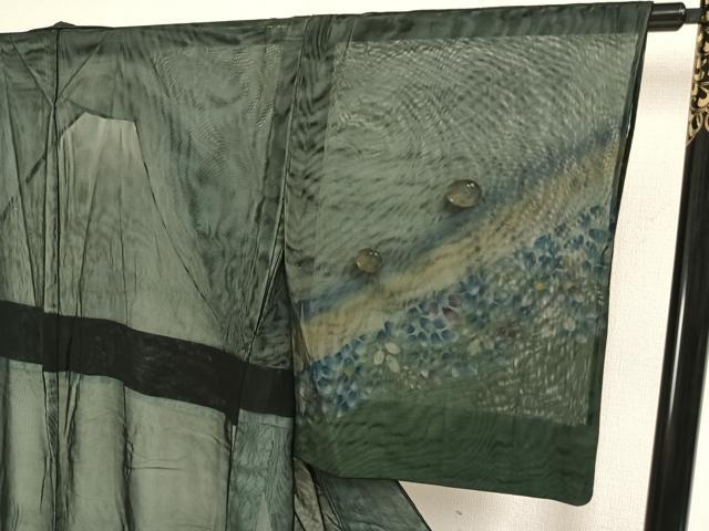 平和屋着物▽訪問着 無双 紗袷 紗×紗 手描き 萩文 水滴 金彩 正絹 逸品 AAAZ9205fy