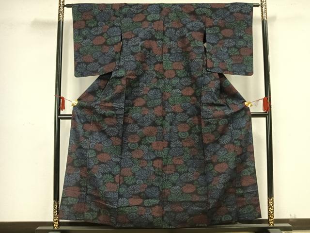 平和屋着物▽上質な紬 単衣 花尽くし 正絹 逸品 未使用 AAAZ9206fy