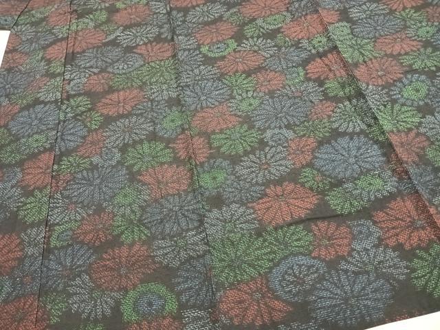 平和屋着物▽上質な紬 単衣 花尽くし 正絹 逸品 未使用 AAAZ9206fy