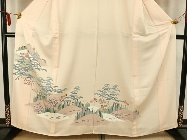 平和屋着物▽訪問着 単衣 風景花文 正絹 逸品 AAAZ9209fy