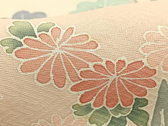 平和屋着物▽訪問着 単衣 風景花文 正絹 逸品 AAAZ9209fy