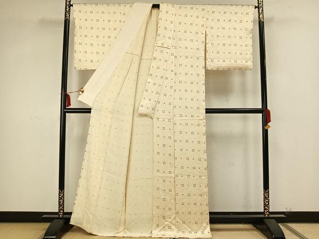平和屋着物▽上質な小紋 単衣 鹿の子花文 正絹 逸品 AAAZ9210fy