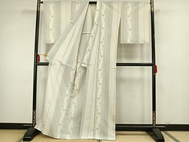 平和屋着物▽塩沢絣 単衣 120亀甲 鳥間道 証紙付き 正絹 逸品 未使用 AAAZ9217fy